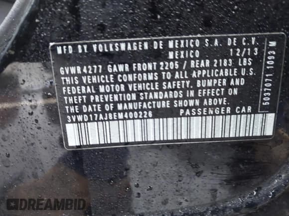 ✅ 2014 Volkswagen Jetta SE • VIN: 3VWD17AJ8EM400226 • Lot: 43564543. Wystawiony na IAAI z przebiegiem 194 106 mil. Bezpłatny archiwum sprzedaży aukcyjnych z USA i szczegółowy raport historii pojazdu na DreamBid. Zdjęcie 9.