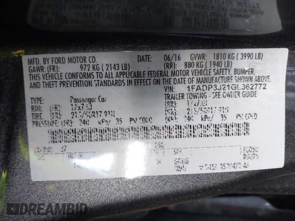 ✅ 2016 Ford Focus Titanium • VIN: 1FADP3J21GL362772 • Лот: 43731915. Опубликован ранее на IAAI с пробегом 60 045 миль. Бесплатный доступ к архиву аукционных продаж из США и подробный отчёт об истории автомобиля на DreamBid. Изображение 9.