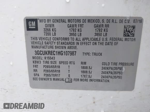 ✅ 2017 Chevrolet Silverado 1500 LT • VIN: 3GCUKREC1HG107987 • Lot: 42653602. Listed on IAAI with 108,162 mi. Free auction sales archive from the USA and detailed vehicle history report at DreamBid. Image 9.