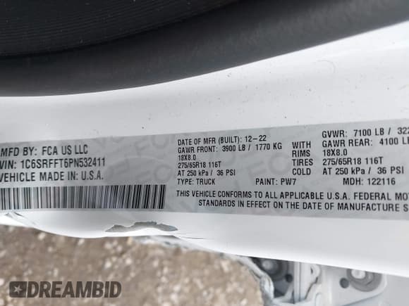 ✅ 2023 Ram 1500 Big Horn • VIN: 1C6SRFFT6PN532411 • Лот: 43022404. Опубликован ранее на IAAI с пробегом 22 963 миль. Бесплатный доступ к архиву аукционных продаж из США и подробный отчёт об истории автомобиля на DreamBid. Изображение 9.