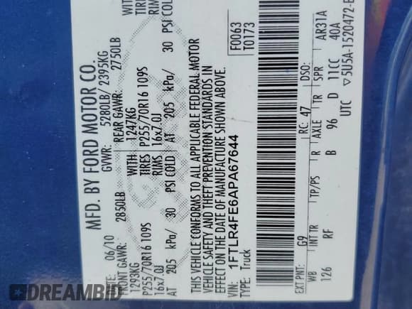 ✅ 2010 Ford Ranger XLT • VIN: 1FTLR4FE6APA67644 • Лот: 81045915. Опубликован ранее на Copart с пробегом 275 219 миль. Бесплатный доступ к архиву аукционных продаж из США и подробный отчёт об истории автомобиля на DreamBid. Изображение 12.