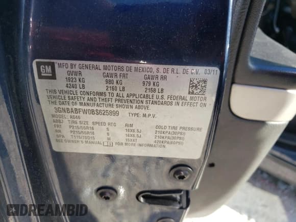 ✅ 2011 Chevrolet HHR 1LT • VIN: 3GNBABFW0BS625899 • Лот: 86609005. Опубликован ранее на Copart с пробегом 203 990 миль. Бесплатный доступ к архиву аукционных продаж из США и подробный отчёт об истории автомобиля на DreamBid. Изображение 14.