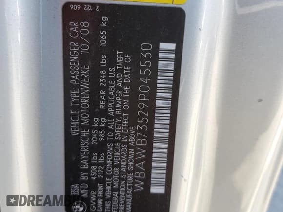 ✅ 2009 BMW 3 Series 335i • VIN: WBAWB73529P045530 • Lot: 84300225. Wystawiony na Copart z przebiegiem 81 570 mil. Bezpłatny archiwum sprzedaży aukcyjnych z USA i szczegółowy raport historii pojazdu na DreamBid. Zdjęcie 12.