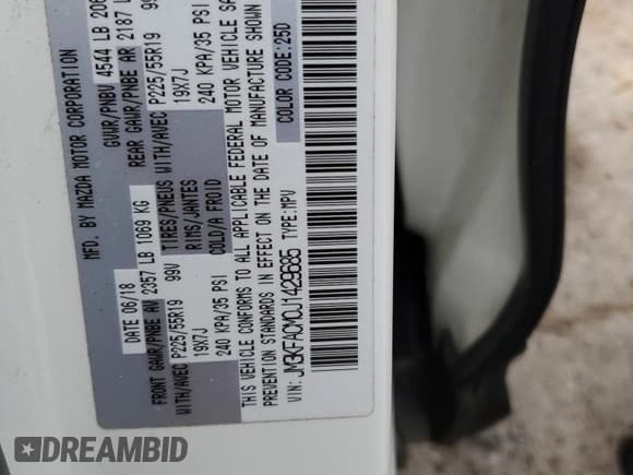 ✅ 2018 Mazda CX-5 Touring • VIN: JM3KFACM0J1429685 • Lot: 90691125. Listed on Copart with 82,393 mi. Free auction sales archive from the USA and detailed vehicle history report at DreamBid. Image 13.