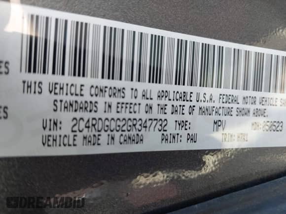 2016 Dodge Grand Caravan SXT с VIN 2C4RDGCG2GR347732, выставлен на аукционе IAAI как лот 43371021 с пробегом 213 826 миль миль и . История ставок и продаж доступна на DreamBid. Изображение 9.