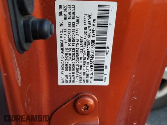 ✅ 2009 Honda Element EX • VIN: 5J6YH28749L005538 • Лот: 89557345. Опубликован ранее на Copart с пробегом 169 756 миль. Бесплатный доступ к архиву аукционных продаж из США и подробный отчёт об истории автомобиля на DreamBid. Изображение 12.