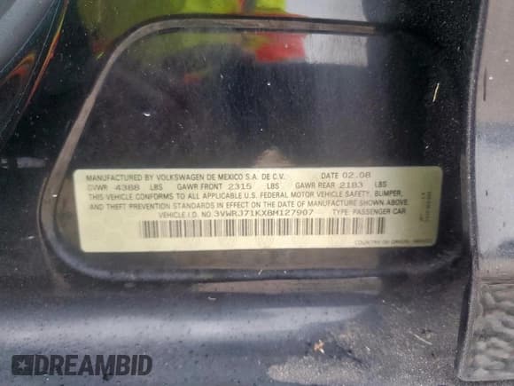✅ 2008 Volkswagen Jetta Wolfsburg Edition • VIN: 3VWRJ71KX8M127907 • Лот: 84002045. Опубликован ранее на Copart с пробегом 218 955 миль. Бесплатный доступ к архиву аукционных продаж из США и подробный отчёт об истории автомобиля на DreamBid. Изображение 13.