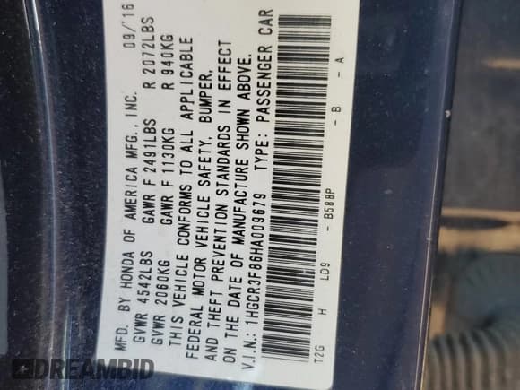 ✅ 2017 Honda Accord EX-L • VIN: 1HGCR3F86HA009679 • Лот: 84718195. Опубликован ранее на Copart с пробегом 111 108 миль. Бесплатный доступ к архиву аукционных продаж из США и подробный отчёт об истории автомобиля на DreamBid. Изображение 13.