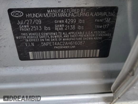 ✅ 2010 Hyundai Sonata GLS • VIN: 5NPET4AC2AH616087 • Лот: 80632594. Опубликован ранее на Copart с пробегом 126 312 миль. Бесплатный доступ к архиву аукционных продаж из США и подробный отчёт об истории автомобиля на DreamBid. Изображение 12.