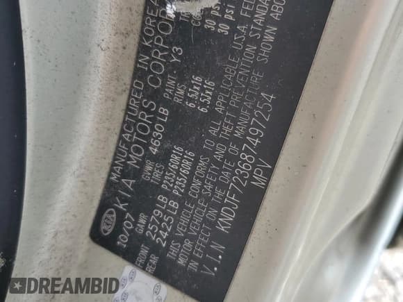 ✅ 2008 Kia Sportage LX • VIN: KNDJF723687497254 • Lot: 81828365. Listed on Copart with 242,620 mi. Free auction sales archive from the USA and detailed vehicle history report at DreamBid. Image 13.