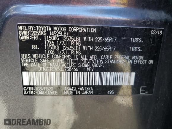 ✅ 2018 Toyota RAV4 LE • VIN: JTMZFREV5JJ738466 • Лот: 89846045. Опубликован ранее на Copart с пробегом 75 850 миль. Бесплатный доступ к архиву аукционных продаж из США и подробный отчёт об истории автомобиля на DreamBid. Изображение 13.