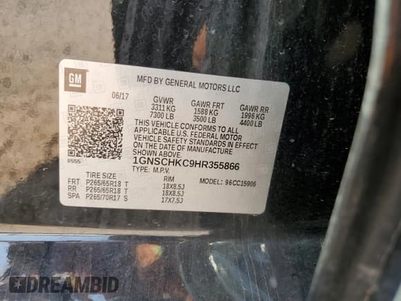 ✅ 2017 Chevrolet Suburban LT • VIN: 1GNSCHKC9HR355866 • Lot: 64269824. Wystawiony na Copart z przebiegiem 100 980 mil. Bezpłatny archiwum sprzedaży aukcyjnych z USA i szczegółowy raport historii pojazdu na DreamBid. Zdjęcie 13.