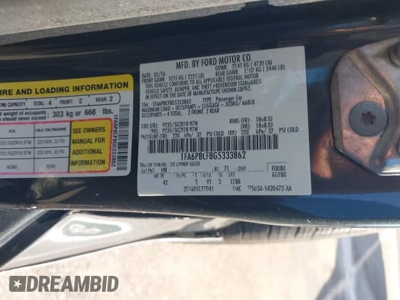 ✅ 2016 Ford Mustang GT • VIN: 1FA6P8CF8G5333862 • Lot: 43405764. Listed on IAAI with 126,136 mi. Free auction sales archive from the USA and detailed vehicle history report at DreamBid. Image 9.