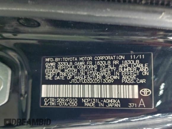 ✅ 2012 Toyota Yaris LE • VIN: JTDJTUD32CD513089 • Лот: 95455905. Опубликован ранее на Copart с пробегом 175 743 миль. Бесплатный доступ к архиву аукционных продаж из США и подробный отчёт об истории автомобиля на DreamBid. Изображение 12.