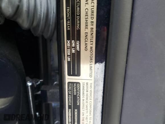 ✅ 2008 Bentley Continental GT • VIN: SCBDR33W48C054732 • Lot: 75875984. Listed on Copart with 27,424 mi. Free auction sales archive from the USA and detailed vehicle history report at DreamBid. Image 12.