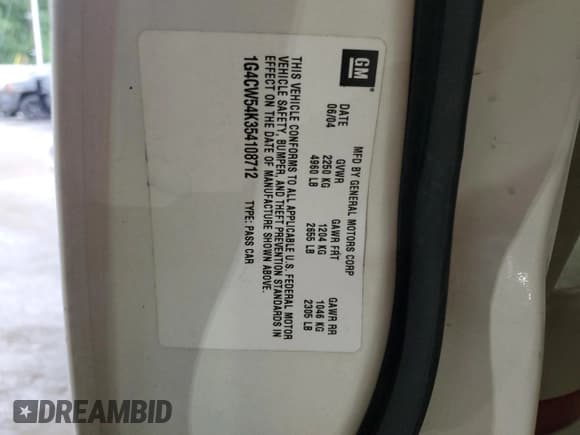 ✅ 2005 Buick Park Avenue • VIN: 1G4CW54K354108712 • Lot: 55685695. Wystawiony na Copart z przebiegiem 261 738 mil. Bezpłatny archiwum sprzedaży aukcyjnych z USA i szczegółowy raport historii pojazdu na DreamBid. Zdjęcie 13.