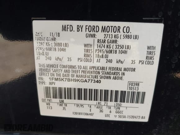 ✅ 2019 Ford Explorer • VIN: 1FM5K7BH9KGA77340 • Лот: 42403244. Опубликован ранее на IAAI с пробегом 67 129 миль. Бесплатный доступ к архиву аукционных продаж из США и подробный отчёт об истории автомобиля на DreamBid. Изображение 9.