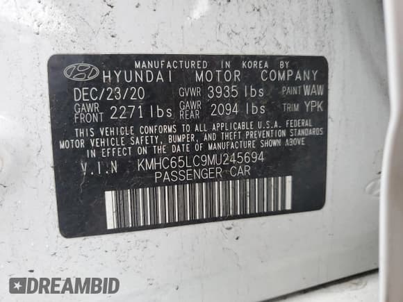 ✅ 2021 Hyundai Ioniq Blue • VIN: KMHC65LC9MU245694 • Lot: 79723154. Wystawiony na Copart z przebiegiem Nie podano. Bezpłatny archiwum sprzedaży aukcyjnych z USA i szczegółowy raport historii pojazdu na DreamBid. Zdjęcie 13.