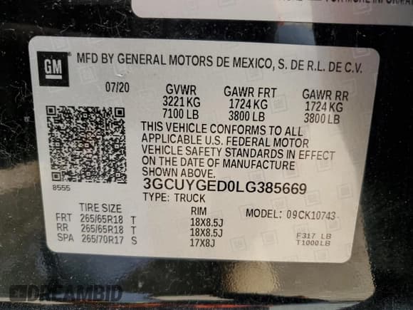 ✅ 2020 Chevrolet Silverado 1500 LTZ • VIN: 3GCUYGED0LG385669 • Lot: 68326214. Wystawiony na Copart z przebiegiem 69 565 mil. Bezpłatny archiwum sprzedaży aukcyjnych z USA i szczegółowy raport historii pojazdu na DreamBid. Zdjęcie 12.