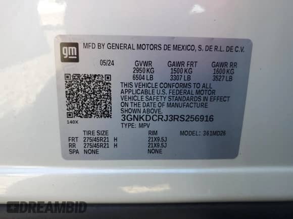 2024 Chevrolet Blazer EV eAWD RS z VIN 3GNKDCRJ3RS256916, wystawiony jako Copart lot #91101145 z przebiegiem 110 mil mil oraz Szkoda całkowita • Salvage title. Historia ofert i sprzedaży dostępna na DreamBid. Obrazek 12.