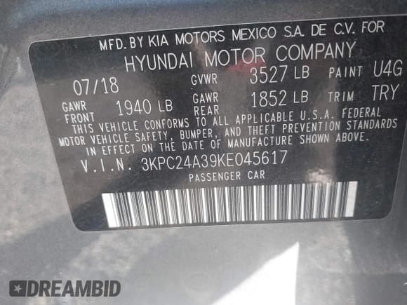 ✅ 2019 Hyundai Accent SE • VIN: 3KPC24A39KE045617 • Lot: 43493719. Listed on IAAI with 81,925 mi. Free auction sales archive from the USA and detailed vehicle history report at DreamBid. Image 9.