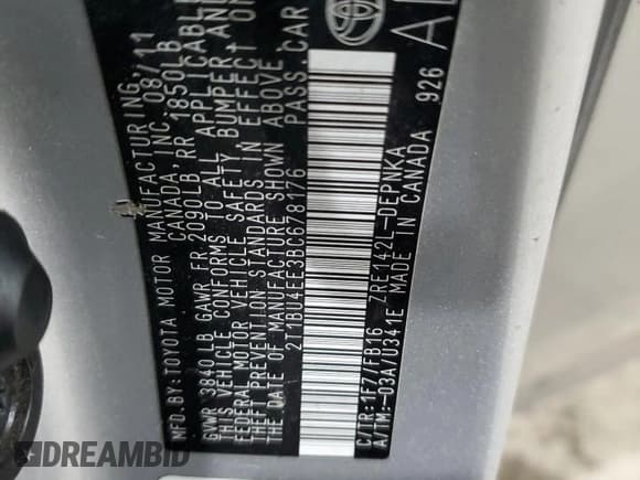 ✅ 2011 Toyota Corolla S • VIN: 2T1BU4EE3BC678176 • Лот: 92175825. Опубликован ранее на Copart с пробегом 183 562 миль. Бесплатный доступ к архиву аукционных продаж из США и подробный отчёт об истории автомобиля на DreamBid. Изображение 12.