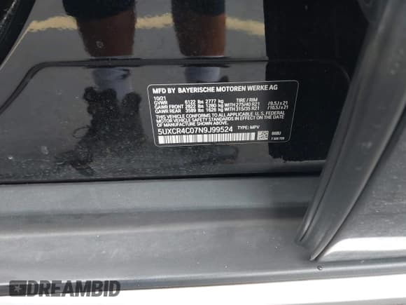 ✅ 2022 BMW X5 sDrive40i • VIN: 5UXCR4C07N9J99524 • Lot: 43425393. Listed on IAAI with 58,086 mi. Free auction sales archive from the USA and detailed vehicle history report at DreamBid. Image 9.