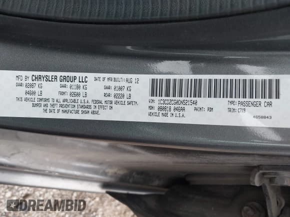 ✅ 2013 Dodge Avenger SXT • VIN: 1C3CDZCG0DN521540 • Lot: 40772548. Listed on IAAI with 145,455 mi. Free auction sales archive from the USA and detailed vehicle history report at DreamBid. Image 9.