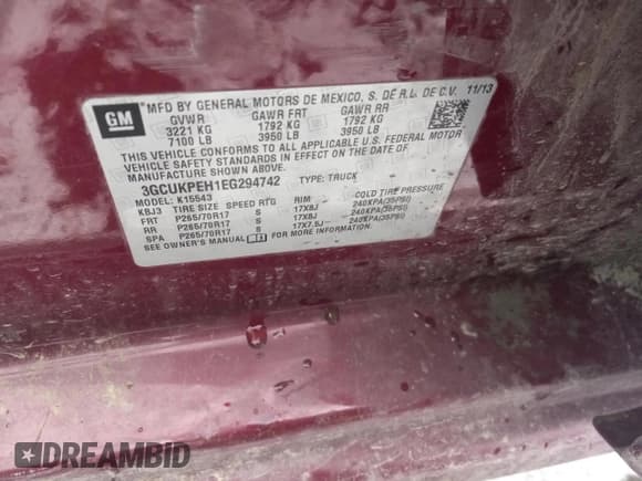 ✅ 2014 Chevrolet Silverado 1500 Work Truck • VIN: 3GCUKPEH1EG294742 • Lot: 75556434. Listed on Copart with 201,890 mi. Free auction sales archive from the USA and detailed vehicle history report at DreamBid. Image 12.