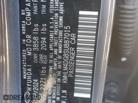 ✅ 2025 Hyundai Elantra SEL Sport • VIN: KMHLM4DG8SU887015 • Lot: 82452525. Listed on Copart with 4,143 mi. Free auction sales archive from the USA and detailed vehicle history report at DreamBid. Image 12.