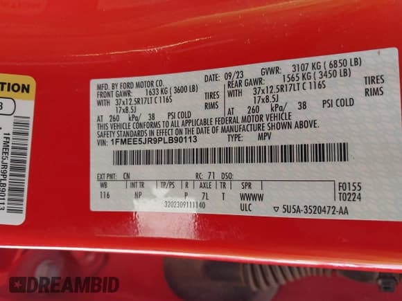 ✅ 2023 Ford Bronco Raptor • VIN: 1FMEE5JR9PLB90113 • Lot: 42498774. Listed on IAAI with 13,922 mi. Free auction sales archive from the USA and detailed vehicle history report at DreamBid. Image 9.