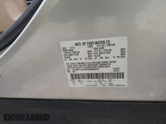 ✅ 2017 Ford Explorer • VIN: 1FM5K7BH4HGB49618 • Лот: 42530416. Опубликован ранее на IAAI с пробегом 138 999 миль. Бесплатный доступ к архиву аукционных продаж из США и подробный отчёт об истории автомобиля на DreamBid. Изображение 9.