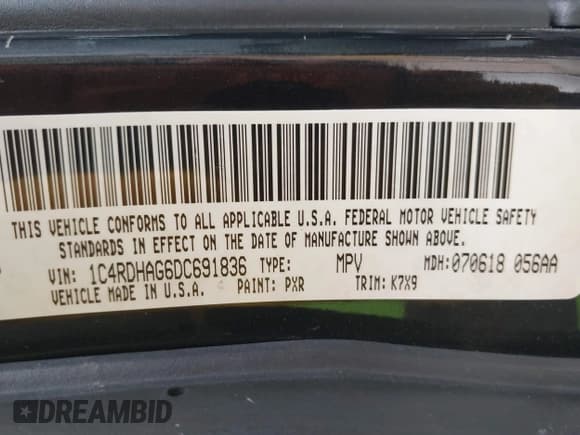 ✅ 2013 Dodge Durango SXT • VIN: 1C4RDHAG6DC691836 • Lot: 43446689. Listed on IAAI with 175,009 mi. Free auction sales archive from the USA and detailed vehicle history report at DreamBid. Image 9.