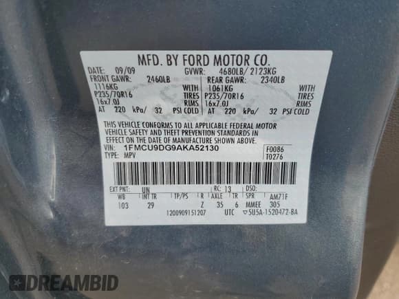 ✅ 2010 Ford Escape XLT • VIN: 1FMCU9DG9AKA52130 • Лот: 85891695. Опубликован ранее на Copart с пробегом 138 737 миль. Бесплатный доступ к архиву аукционных продаж из США и подробный отчёт об истории автомобиля на DreamBid. Изображение 13.