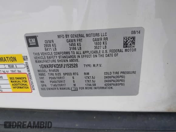 ✅ 2015 Chevrolet Traverse LS • VIN: 1GNKRFKD5FJ152528 • Lot: 43338923. Wystawiony na IAAI z przebiegiem Nie podano. Bezpłatny archiwum sprzedaży aukcyjnych z USA i szczegółowy raport historii pojazdu na DreamBid. Zdjęcie 9.