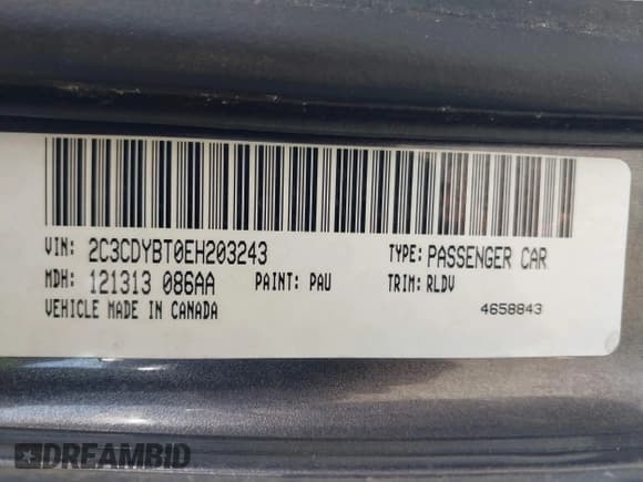 ✅ 2014 Dodge Challenger R/T 100th Anniversary Appearance • VIN: 2C3CDYBT0EH203243 • Lot: 41662977. Listed on IAAI with Not provided. Free auction sales archive from the USA and detailed vehicle history report at DreamBid. Image 9.