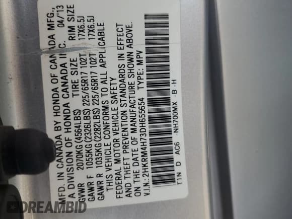 ✅ 2013 Honda CR-V EX-L • VIN: 2HKRM4H73DH655654 • Lot: 86514465. Wystawiony na Copart z przebiegiem 221 198 mil. Bezpłatny archiwum sprzedaży aukcyjnych z USA i szczegółowy raport historii pojazdu na DreamBid. Zdjęcie 12.