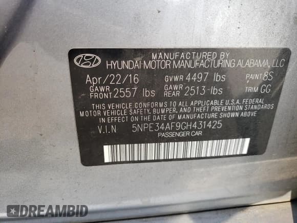 ✅ 2016 Hyundai Sonata Sport • VIN: 5NPE34AF9GH431425 • Лот: 82720395. Опубликован ранее на Copart с пробегом 121 902 миль. Бесплатный доступ к архиву аукционных продаж из США и подробный отчёт об истории автомобиля на DreamBid. Изображение 12.