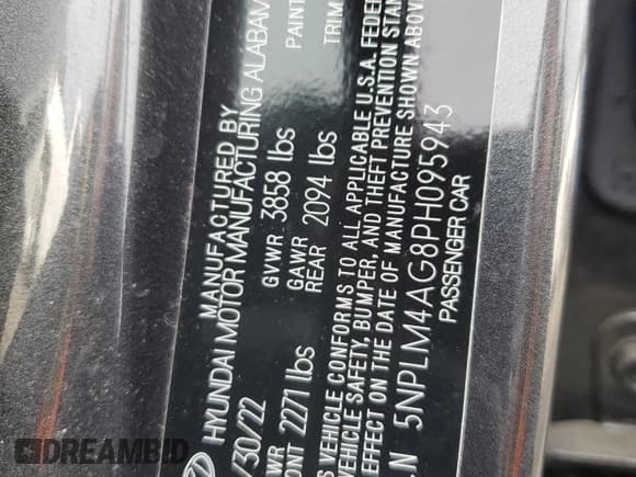 ✅ 2023 Hyundai Elantra SEL • VIN: 5NPLM4AG8PH095943 • Lot: 92256535. Listed on Copart with 33,714 mi. Free auction sales archive from the USA and detailed vehicle history report at DreamBid. Image 12.