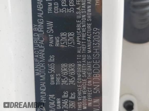 2025 Hyundai Santa Cruz SEL with VIN 5NTJBDDE1SH132039, listed as a Copart auction lot 59256385 with 8,449 mi miles and Salvage title. Bid and sale history available at DreamBid. Image 12.