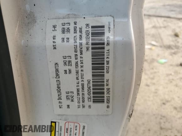 ✅ 2005 Chrysler Sebring • VIN: 1C3EL45X25N677043 • Lot: 82529324. Listed on Copart with 105,774 mi. Free auction sales archive from the USA and detailed vehicle history report at DreamBid. Image 14.