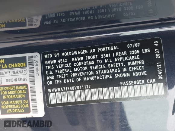 ✅ 2008 Volkswagen Eos Turbo • VIN: WVWBA71F48V011177 • Лот: 43108488. Опубликован ранее на IAAI с пробегом 123 834 миль. Бесплатный доступ к архиву аукционных продаж из США и подробный отчёт об истории автомобиля на DreamBid. Изображение 9.