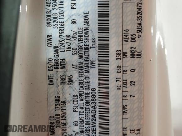 ✅ 2010 Ford Econoline Cargo Commercial • VIN: 1FTNE2EW2ADA38808 • Lot: 64134045. Listed on Copart with 371,785 mi. Free auction sales archive from the USA and detailed vehicle history report at DreamBid. Image 13.