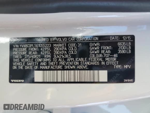 ✅ 2016 Volvo XC90 T8 Inscription • VIN: YV4BC0PL5G1055223 • Лот: 67141175. Опубликован ранее на Copart с пробегом 111 176 миль. Бесплатный доступ к архиву аукционных продаж из США и подробный отчёт об истории автомобиля на DreamBid. Изображение 13.