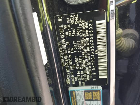 ✅ 2019 Kia Sorento LX • VIN: 5XYPG4A35KG585035 • Лот: 43152392. Опубликован ранее на IAAI с пробегом 74 123 миль. Бесплатный доступ к архиву аукционных продаж из США и подробный отчёт об истории автомобиля на DreamBid. Изображение 9.