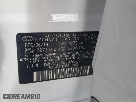 2020 Hyundai Ioniq SE с VIN KMHC75LC6LU202071, выставлен на аукционе Copart как лот 72952644 с пробегом 52 342 миль миль и На запчасти • Non repairable. История ставок и продаж доступна на DreamBid. Изображение 14.
