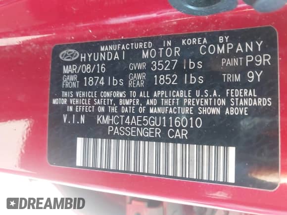 2016 Hyundai Accent SE с VIN KMHCT4AE5GU116010, выставлен на аукционе IAAI как лот 43498334 с пробегом 29 313 миль миль и . История ставок и продаж доступна на DreamBid. Изображение 9.