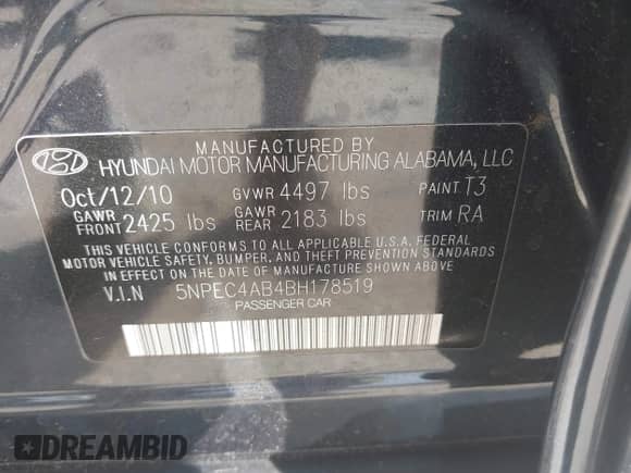 2011 Hyundai Sonata SE с VIN 5NPEC4AB4BH178519, выставлен на аукционе IAAI как лот 42369746 с пробегом 107 067 миль миль и . История ставок и продаж доступна на DreamBid. Изображение 9.
