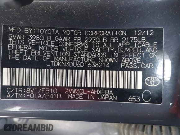 ✅ 2013 Toyota Prius Three • VIN: JTDKN3DU6D1638214 • Lot: 43622895. Wystawiony na IAAI z przebiegiem 234 837 mil. Bezpłatny archiwum sprzedaży aukcyjnych z USA i szczegółowy raport historii pojazdu na DreamBid. Zdjęcie 9.