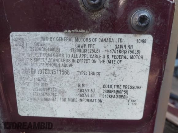 ✅ 1999 GMC Sierra 1500 SLE • VIN: 2GTEK19T8X1511568 • Лот: 42558222. Опубликован ранее на IAAI с пробегом 424 617 миль. Бесплатный доступ к архиву аукционных продаж из США и подробный отчёт об истории автомобиля на DreamBid. Изображение 9.